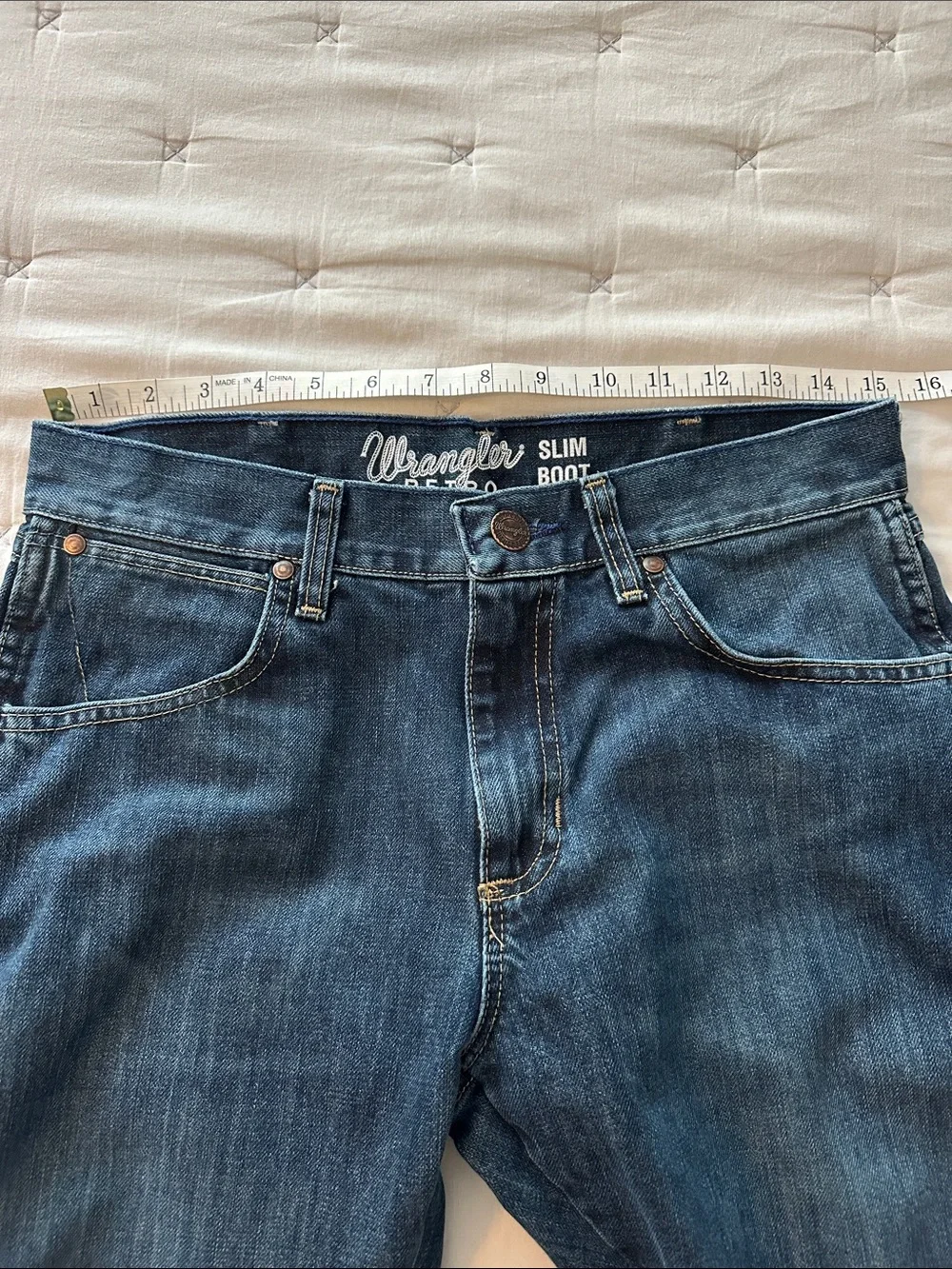 Wrangler Retro Men's Dark Blue Slim Boot Jeans